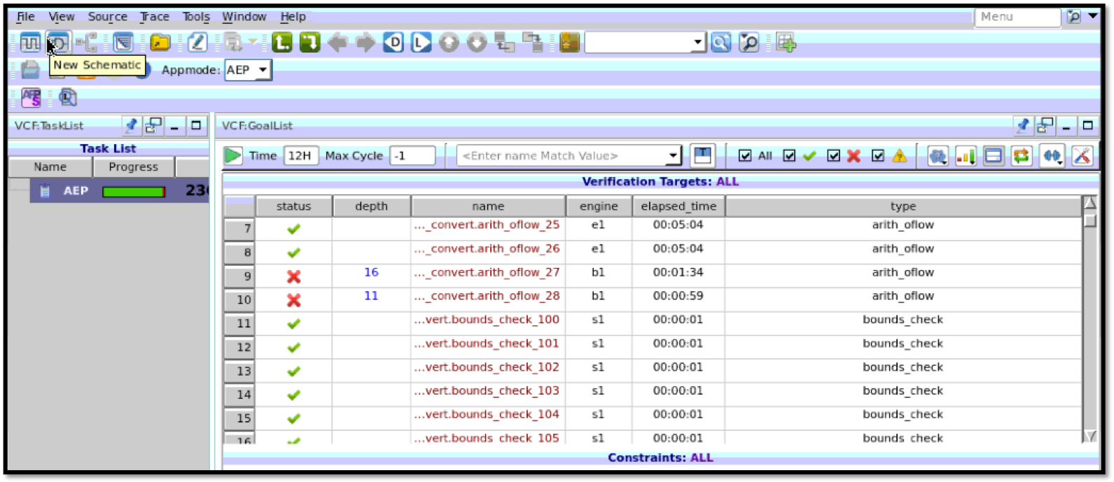 VC Formal AEP app dashboard